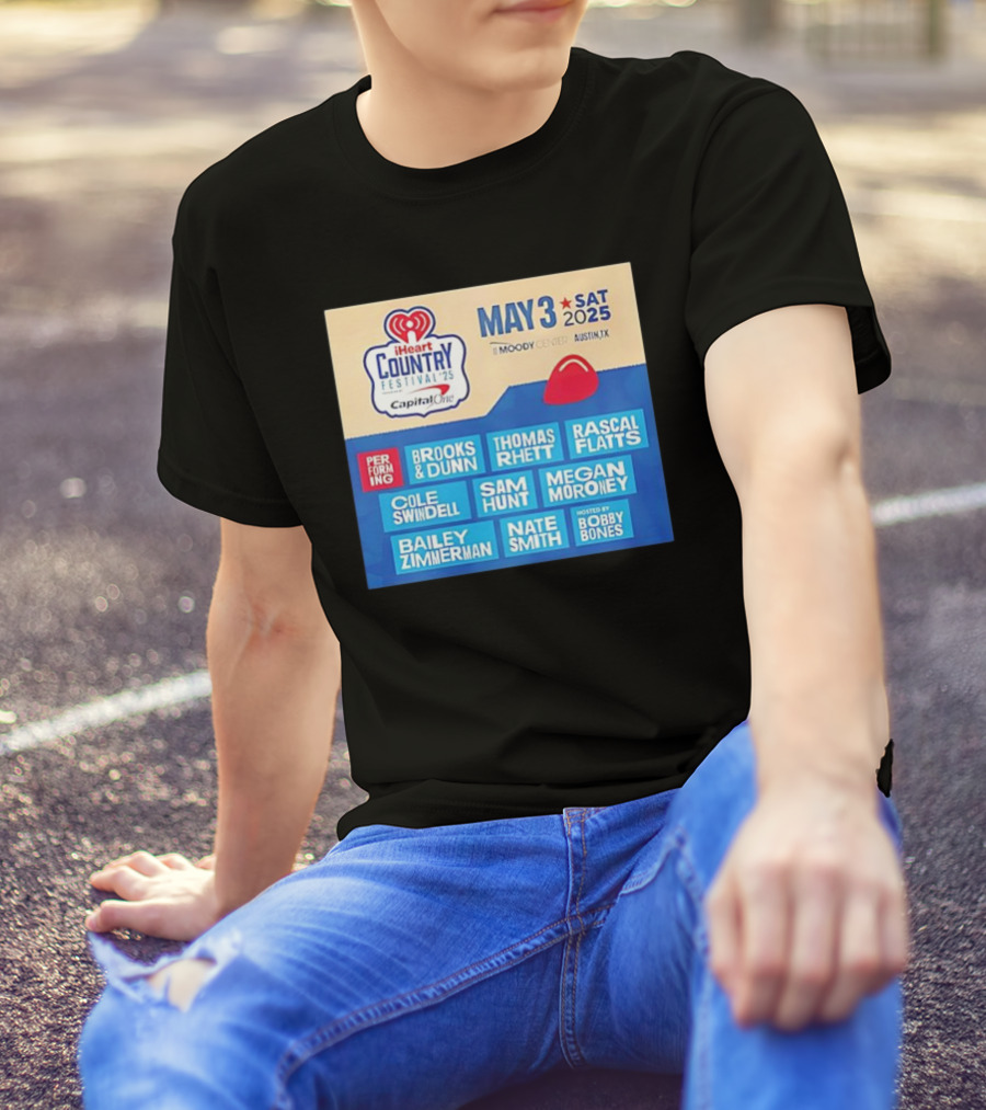 I Heart Country Festival 2025 Lineup Featuring Brooks & Dunn Thomas Rhett Rascal Flatts May 3 Austin TX T-Shirt