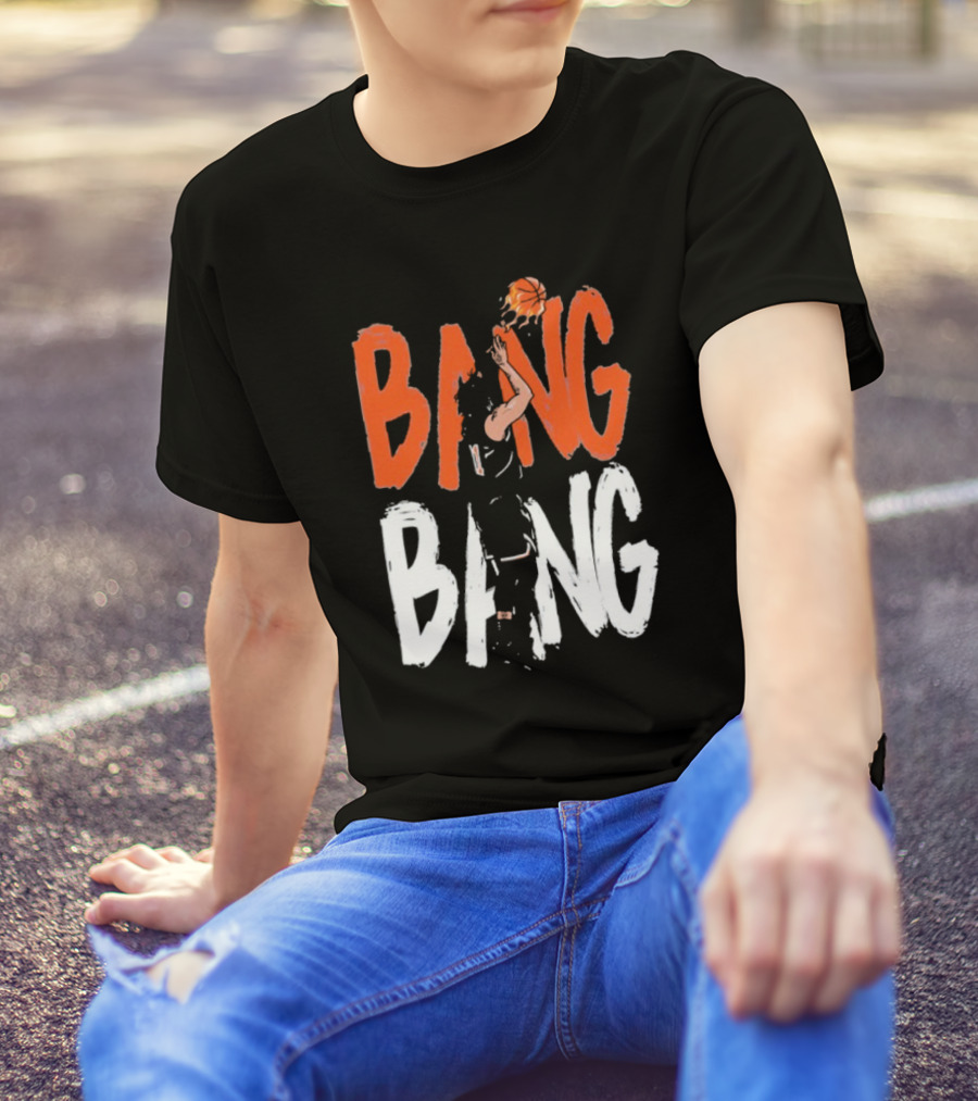 Jalen Brunson Basketball Bang Bang Orange White Combination T-Shirt