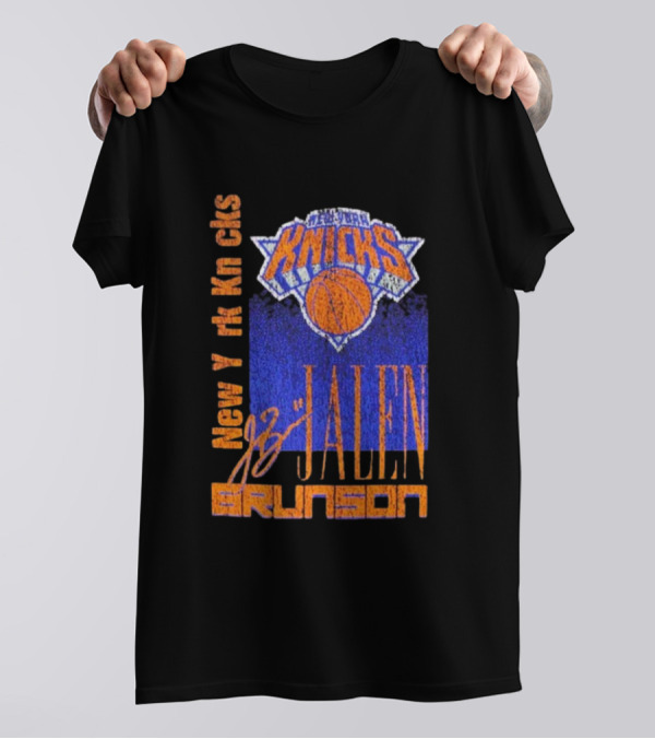 New York Knicks Jalen Brunson NBA Player Signature T-Shirt