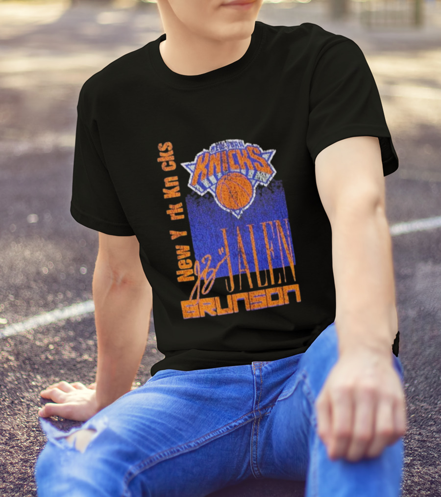 New York Knicks Jalen Brunson NBA Player Signature T-Shirt
