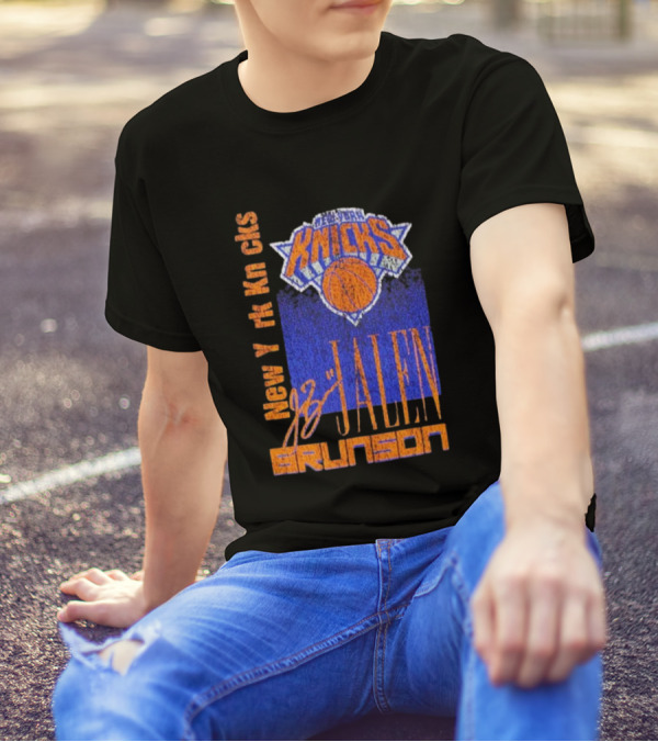New York Knicks Jalen Brunson NBA Player Signature T-Shirt
