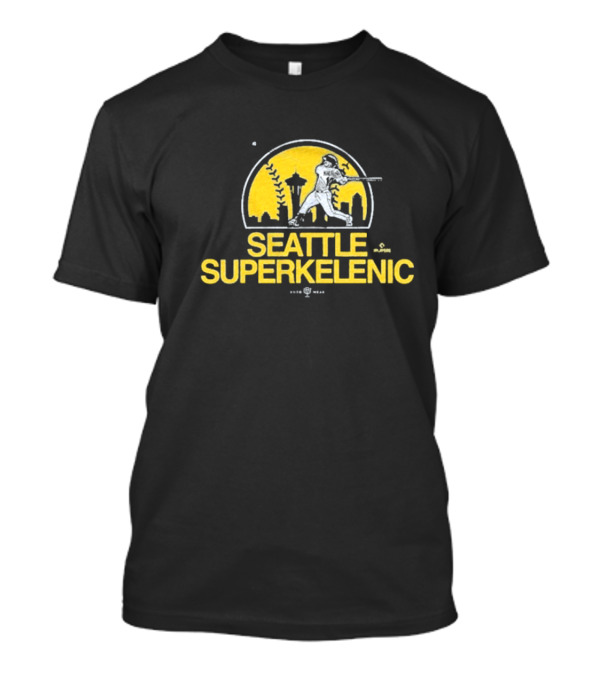 Seattle SuperKelenic Player Silhouette With Space Needle And Cityscape T-Shirt