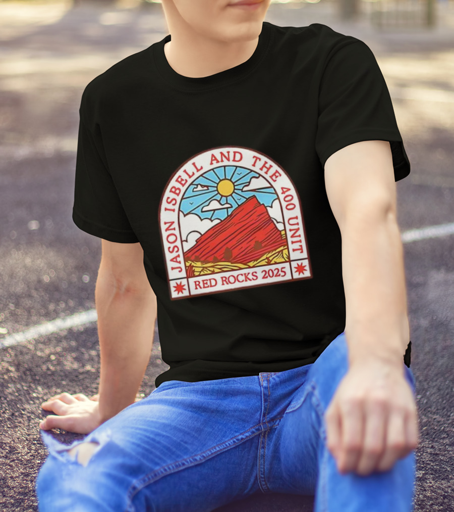 Jason Isbell And The 400 Unit Red Rocks 2025 Sun And Mountains T-Shirt