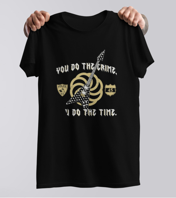 You Do The Crime You Do The Time Polka Dot Guitar Badge And Shield T-Shirt