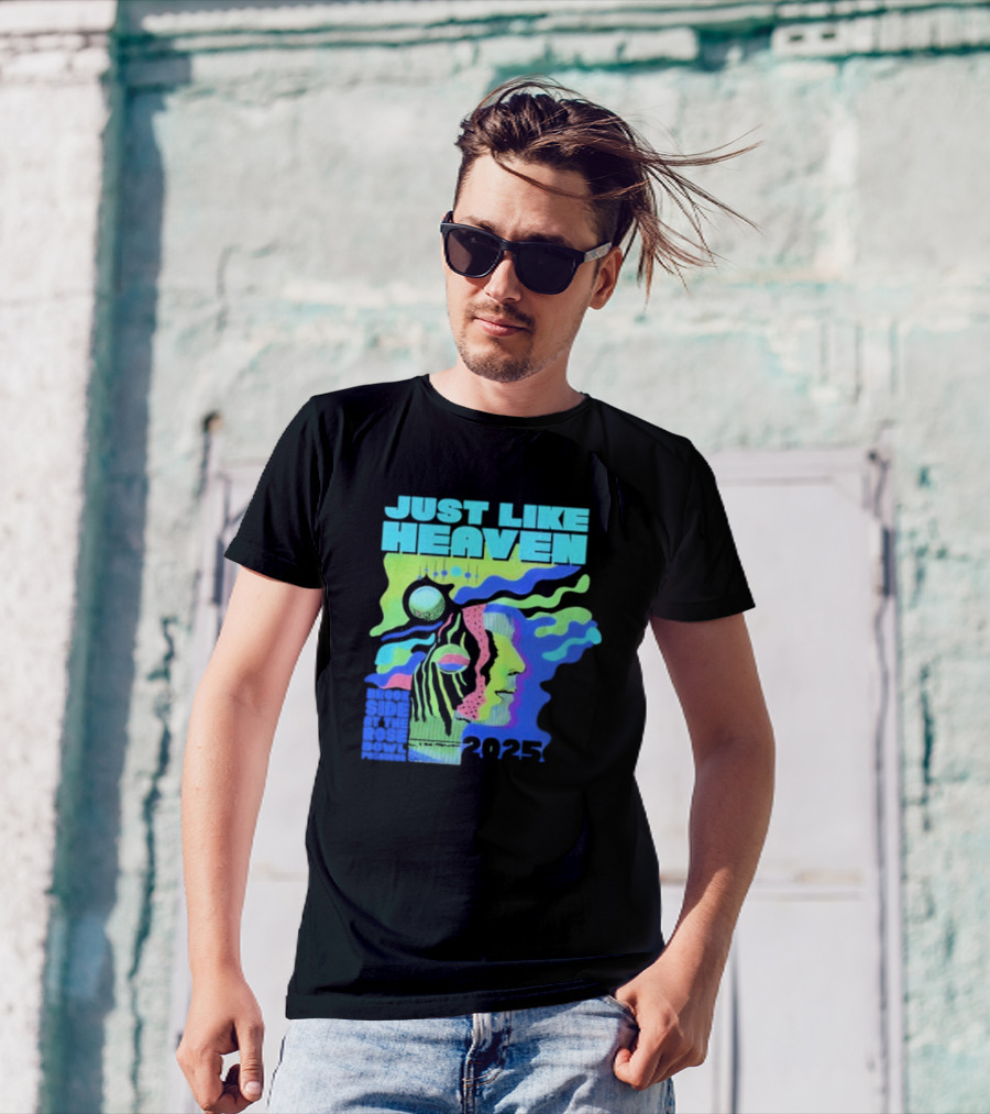 Just Like Heaven Time And Space 2025 Psychedelic Face And Abstract Cosmic Imagery T-Shirt