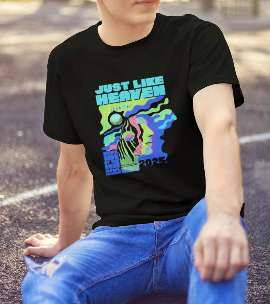Just Like Heaven Time And Space 2025 Psychedelic Face And Abstract Cosmic Imagery T-Shirt