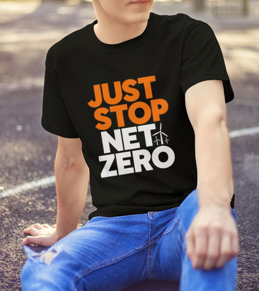 Just Stop Net Zero Wind Turbine Icon T-Shirt