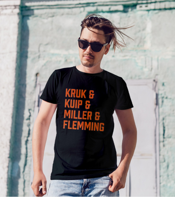 Kruk Kuip Miller Flemming Baseball Broadcasters Orange Text T-Shirt