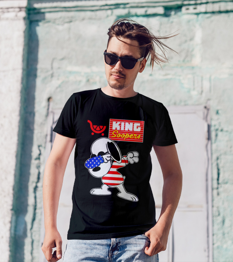 King Soopers Snoopy Dabbing USA Flag Style T-Shirt
