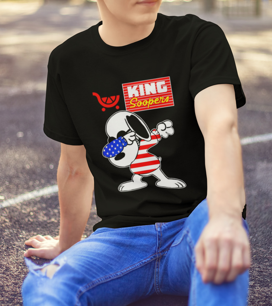 King Soopers Snoopy Dabbing USA Flag Style T-Shirt