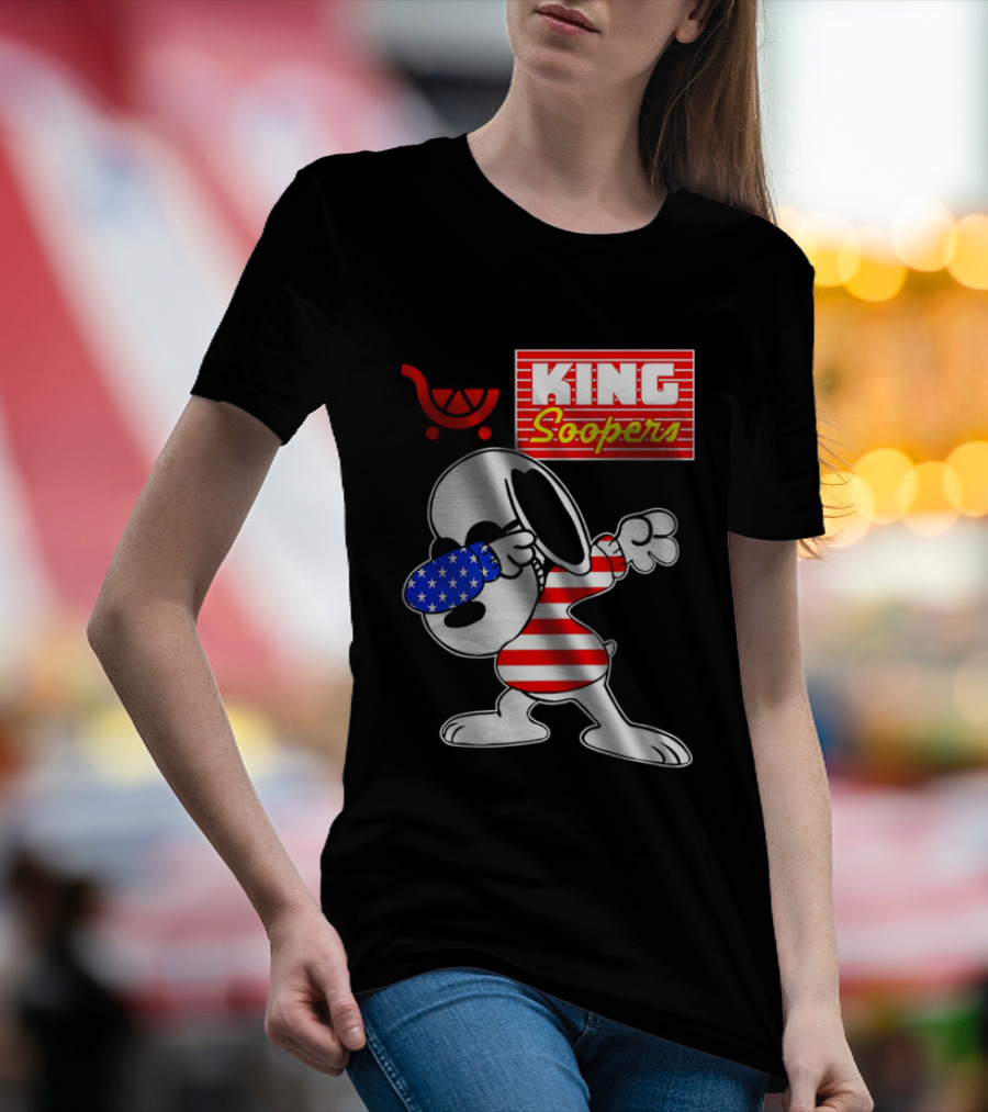King Soopers Snoopy Dabbing USA Flag Style T-Shirt