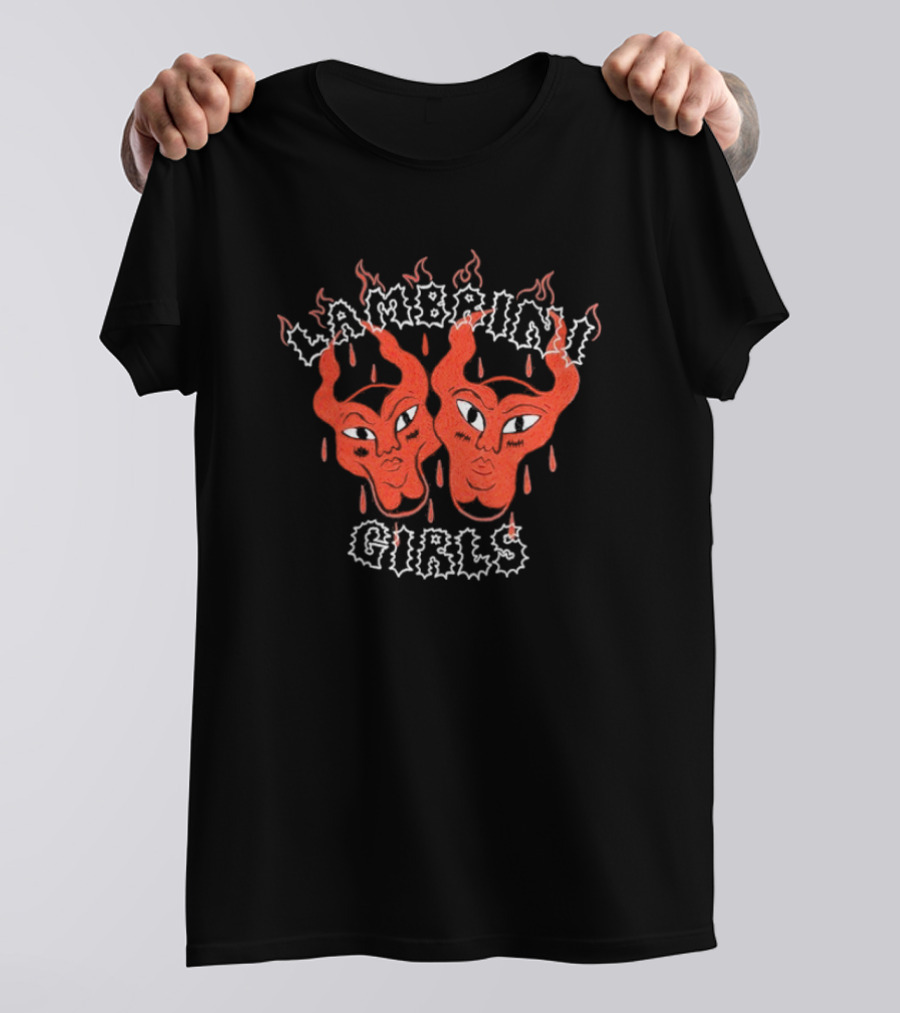 Lambrini Girls Devil Horned Masks Fiery Aesthetic T-Shirt
