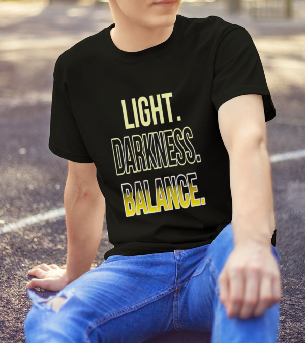 Light Darkness Balance Text In Yellow And Black Typography T-Shirt