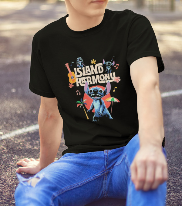 Lilo And Stitch Island Harmony Music Celebration With Cute Stitch And Ukulele T-Shirt