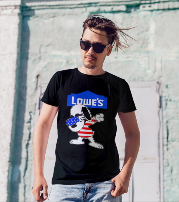 Lowe's Snoopy Dabbing American Flag Stripes T-Shirt