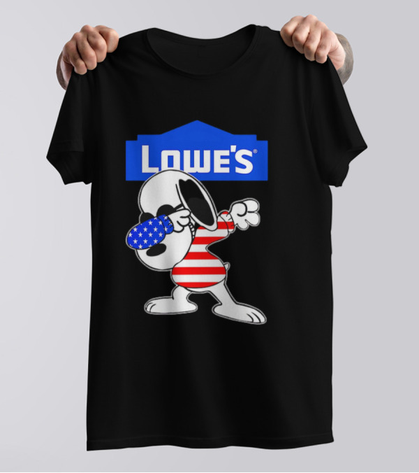 Lowe's Snoopy Dabbing American Flag Stripes T-Shirt