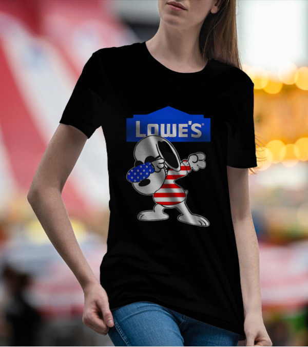 Lowe's Snoopy Dabbing American Flag Stripes T-Shirt