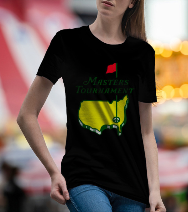 Masters Tournament Yellow Map With Red Flag T-Shirt