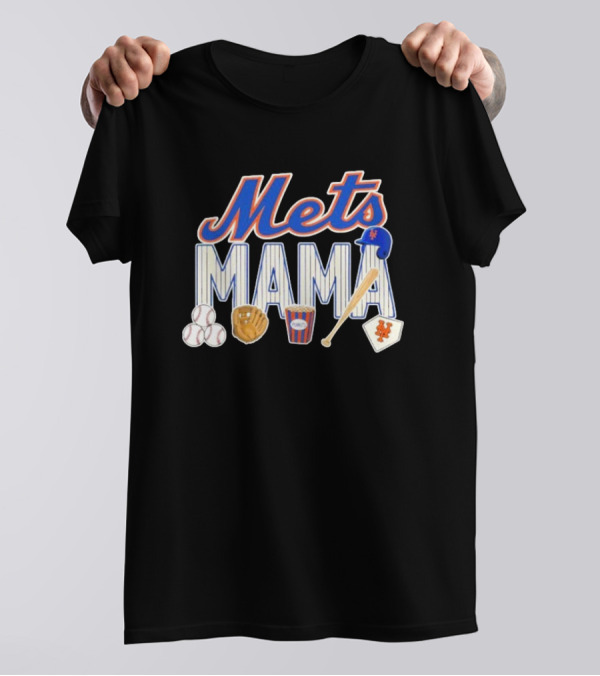 Mets Mama Mother’s Day Peanuts MLB Baseball Glove Bat Cap T-Shirt