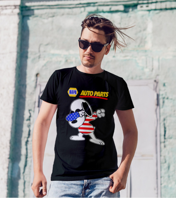 NAPA Auto Parts Snoopy Dabbing USA Flag Character T-Shirt