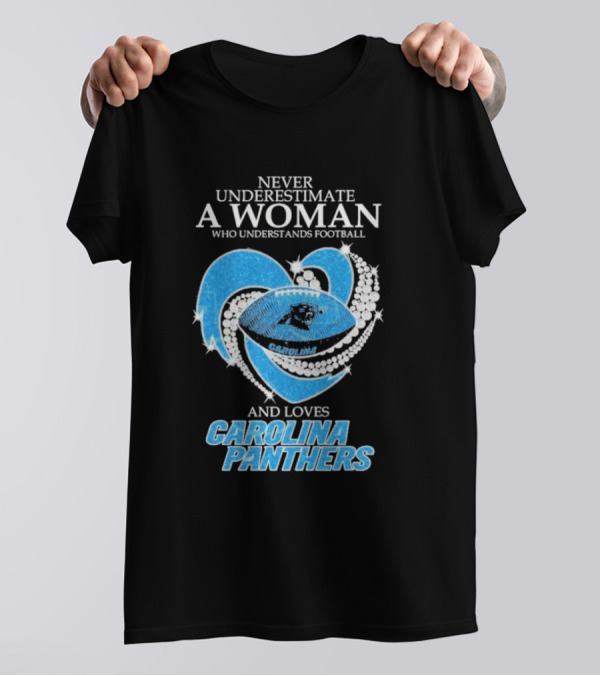 Never Underestimate A Woman Who Understands Football And Loves Carolina Panthers T-Shirt