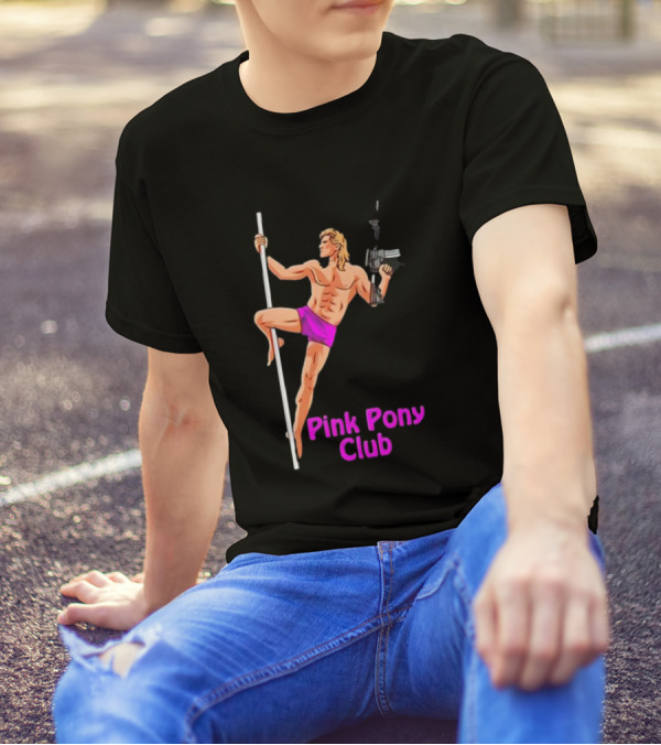 Pink Pony Club Pole Dancer With Gun T-Shirt