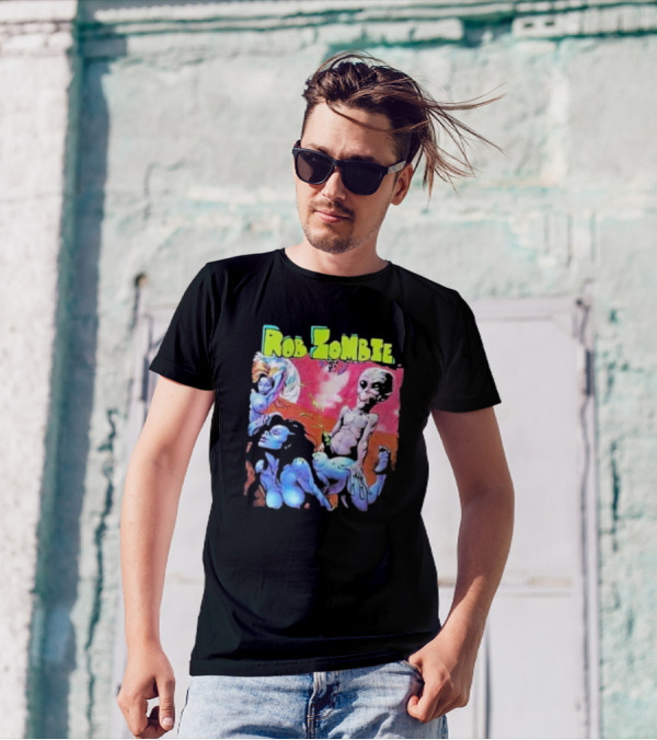 Rob Zombie Colorful Extraterrestrial Humor Scene T-Shirt