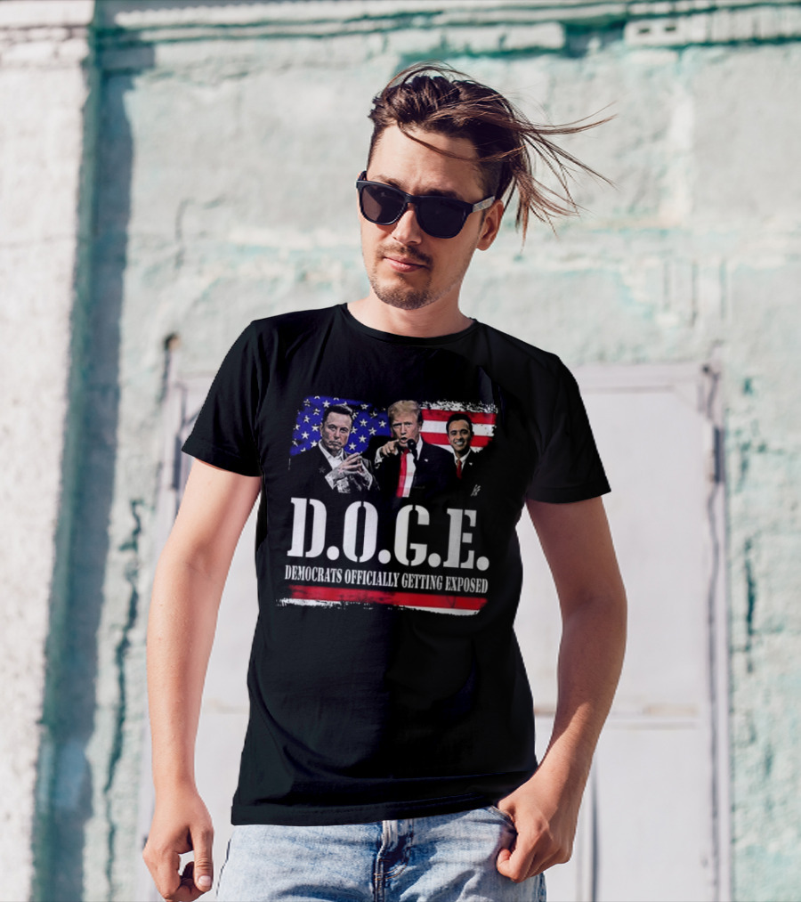 Patriot Pride Mens D.O.G.E Team Democrats Officially Getting Exposed USA Flag Icons T-Shirt