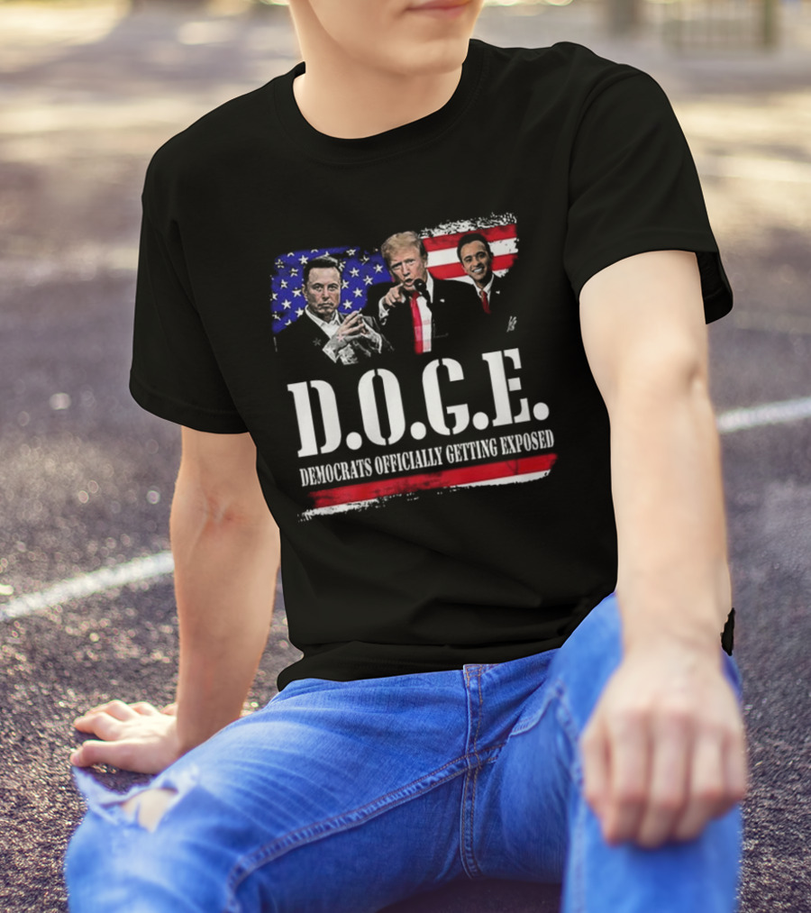 Patriot Pride Mens D.O.G.E Team Democrats Officially Getting Exposed USA Flag Icons T-Shirt
