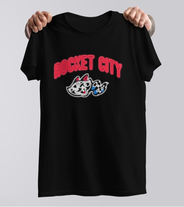 Rocket City Trash Pandas Neon Logo And Mascot T-Shirt