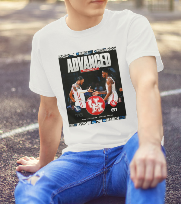 Advanced To Sweet 16 Houston Cougars 81 Gonzaga Bulldogs 76 Midwest Region Second Round T-Shirt