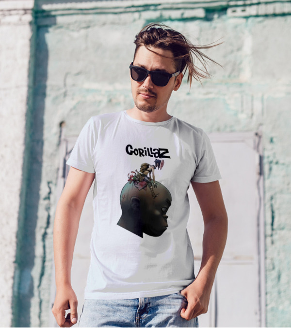 Gorillaz Character Sitting On Head Star Symbol T-Shirt