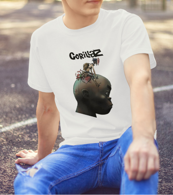 Gorillaz Character Sitting On Head Star Symbol T-Shirt
