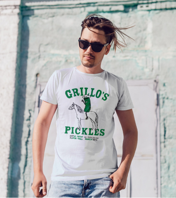 Grillo’s Pickles St Pickles Day Austin Texas March 16th Hotel Vegas T-Shirt