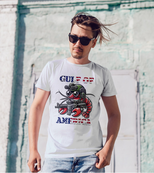 Gulf Of America Tactical Shrimp Patriotic Military Camouflage T-Shirt