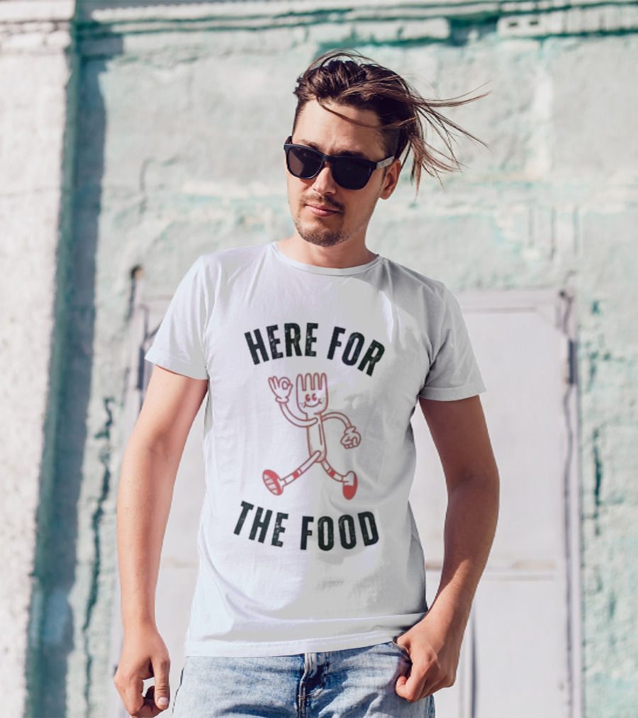 Here For The Food Fork Character T-Shirt