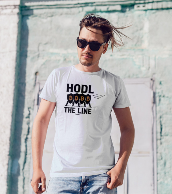 Hodl The Line Bitcoin Warrior Cryptocurrency Enthusiast BBB Pattern T-Shirt