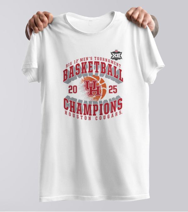 Big 12 Men's Tournament Basketball 2025 Champions Houston Cougars Phillips 66 T-Shirt