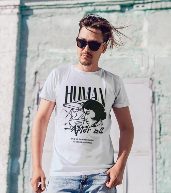 "Human After All Skeleton Outline Illustration" T-Shirt