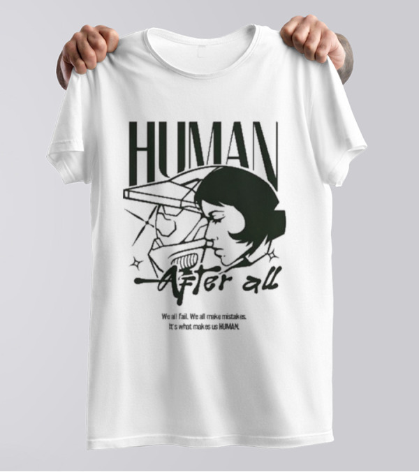"Human After All Skeleton Outline Illustration" T-Shirt