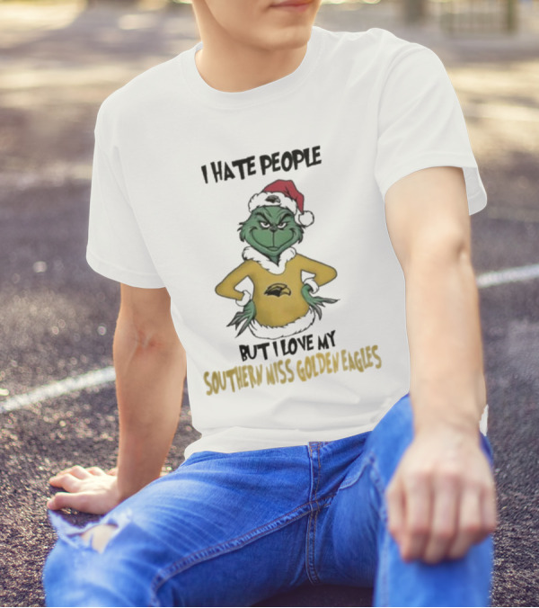 I Hate People But I Love My Southern Miss Golden Eagles Grinch Holiday Style T-Shirt
