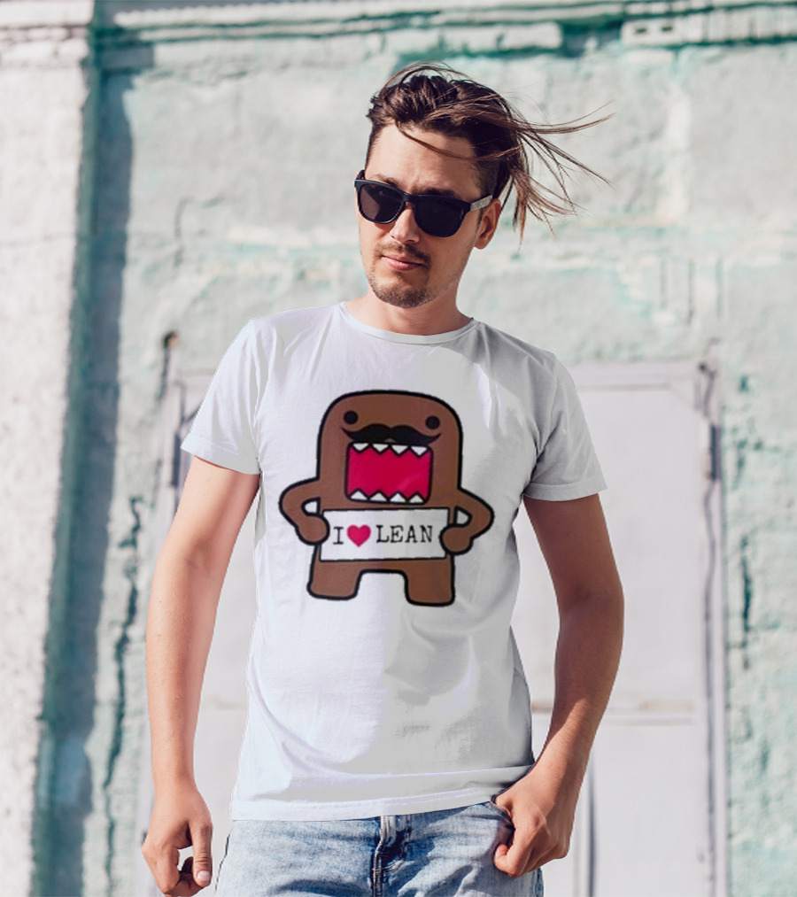 I Love Lean Domo Heart Mustache Cartoon Character T-Shirt