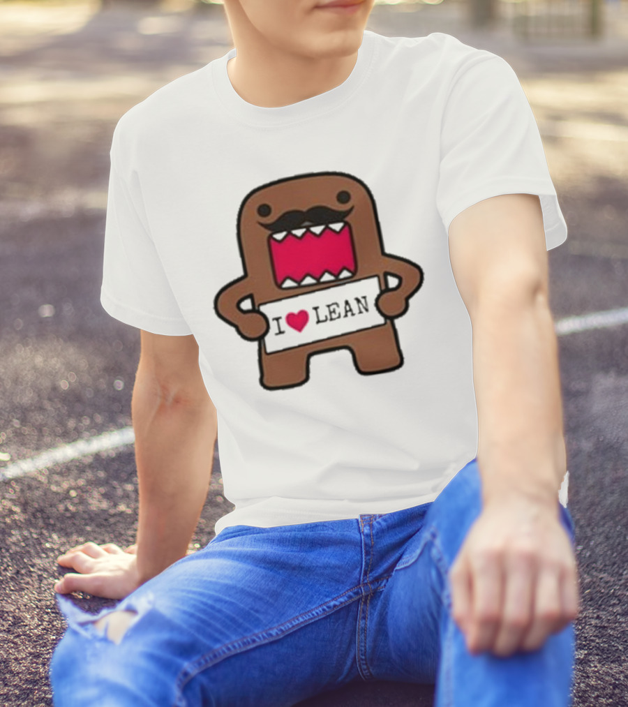 I Love Lean Domo Heart Mustache Cartoon Character T-Shirt