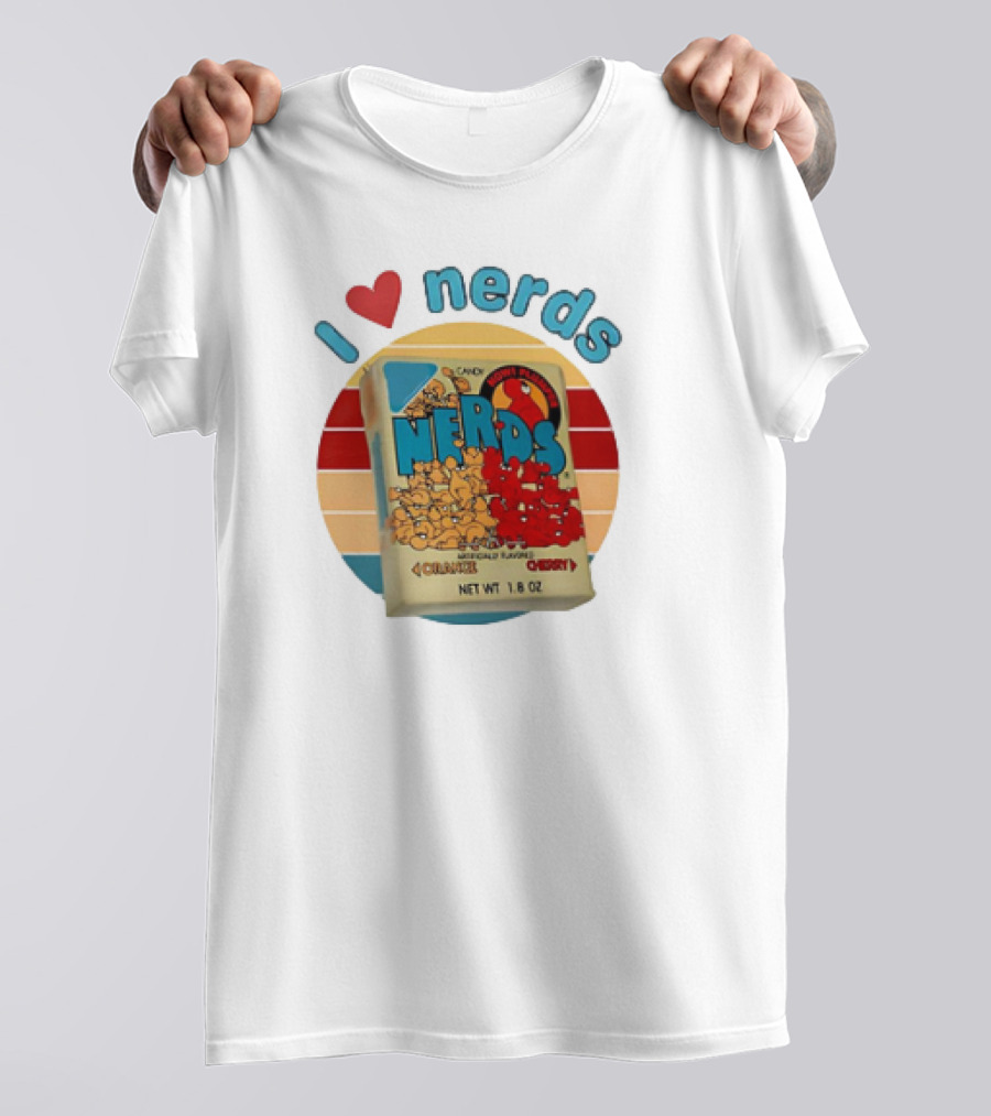 I Love Nerds Candy Box Cherry Orange Vintage Retro Style T-Shirt