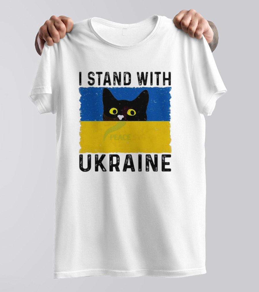 I Stand With Ukraine Cat Peace Symbol T-Shirt
