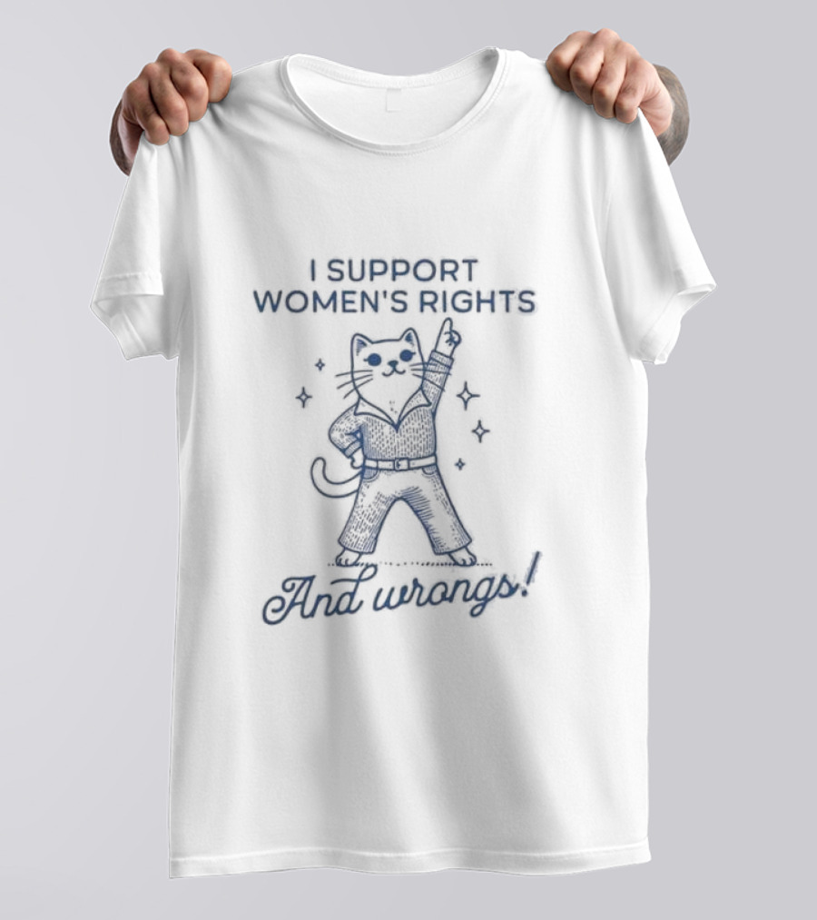 I Support Women’s Rights Cat With Sunglasses And Wrongs T-Shirt