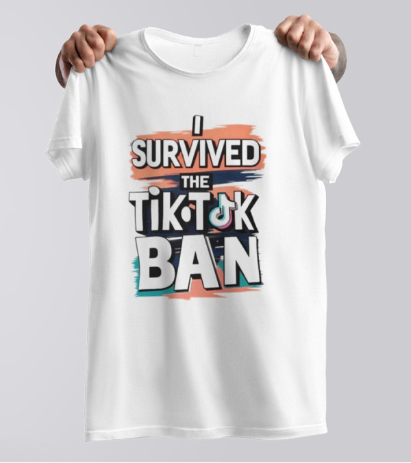 I Survived The TikTok Ban Colorful Retro Style Text With Icon T-Shirt