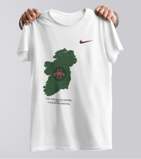 Iowa State Vs K-State Nike Aer Lingus Classic Ireland Map Design T-Shirt