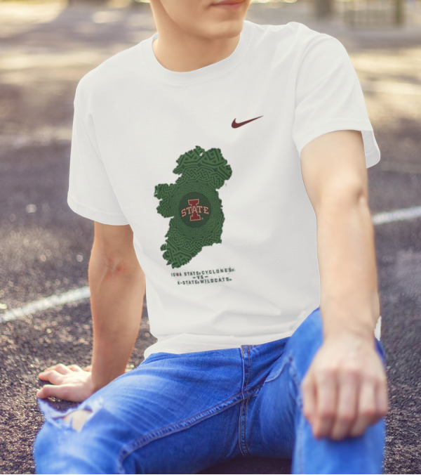 Iowa State Vs K-State Nike Aer Lingus Classic Ireland Map Design T-Shirt