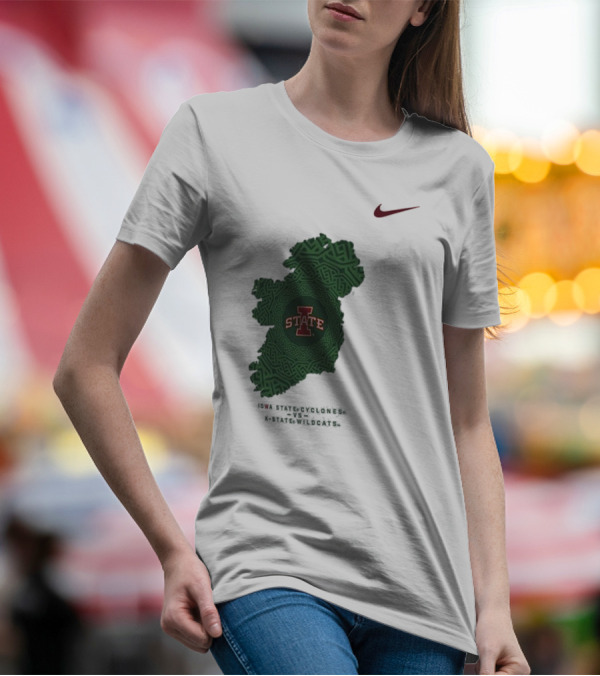 Iowa State Vs K-State Nike Aer Lingus Classic Ireland Map Design T-Shirt